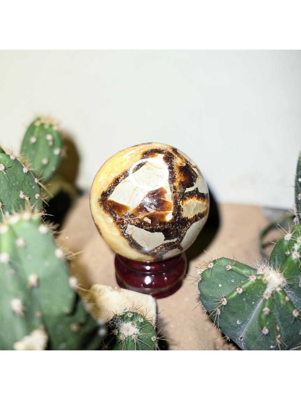A303. Septarian Natural Crystal 58mm Sphere Orb